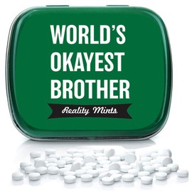 World’s Okayest Brother Mints – Gifts for Brothers – Funny Brother Gifts – Mint Tins - Stocking Stuffers – Wintergreen Mints – Unique for Him – Little Brother Big Brother Reality Mints