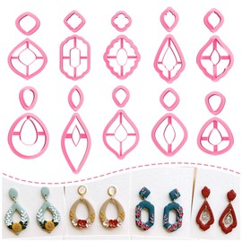 KEOKER Clay Cutters, Organic Polymer Clay Cutters for Earrings Making, 20 Shapes Floral Polymer Clay Cutters, Studs Clay Cutters for Polymer Clay Jewelry (A+B)