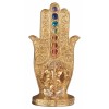 Rainbow Chakra Stones Golden Hamsa Palm With Elephant God Ganesha