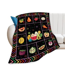 Fruits Blanket Cute Fruit Throw Blankets Funny Galaxy Plush Cozy Flannel Fleece Ultra Soft Fuzzy Party Blanket Gifts for Girls Women Men Boys Kids Bed 50"X40"