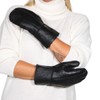 Harrys-Collection Women's Patchwork Lambskin Mittens, black