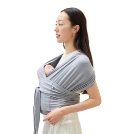 Konny Baby Carrier Flex SoftBreeze with Head Support - Adjustable, Easy to Wear, Hands-Free Breathable Baby Wrap Sling, Perfect for Newborn Babies Essentials up to 44 lbs (XS-XL) - Blue Grey