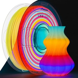 AMOLEN 3D PLA Glow in The Dark Filament 1.75mm, Glow Rainbow 10M Purple, Red, Orange, Blue, 3D Printing PLA Filament 1.75mm, Best with UV Lamps, 1KG Spool (2.2lbs), Dimensional Accuracy +/- 0.02 mm
