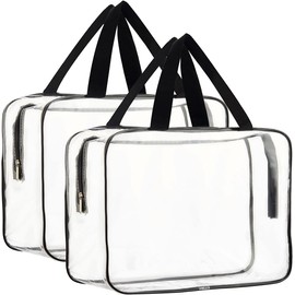 9 Pcs Clear Makeup Bag Set, Clear Makeup Bag Set, Waterproof Clear PVC with Zipper Handle Portable Travel Duffel Bag