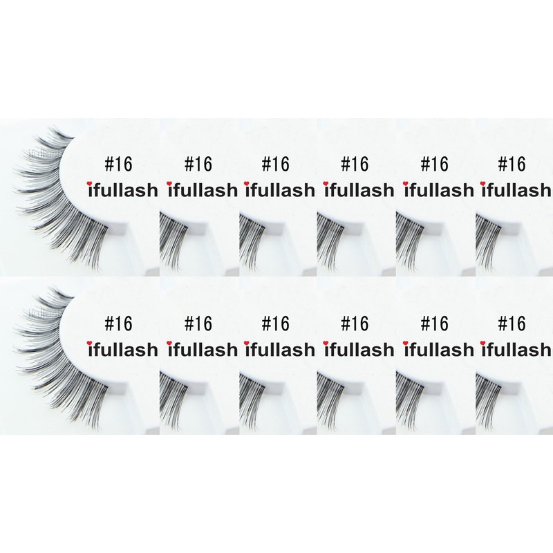 #16, 12 Pairs ifullash 100% Human Hair Eyelashes