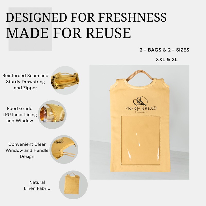 Reusable Linen Bread Bags for Homemade & Sourdough Bread –