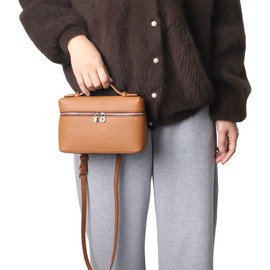 Crossbody Bag for Women Top-Handle Pouch Bag Designer Shoulder Leather Handbag Trendy Purse (Brown)