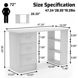 Chnnmbrn Vanity Desk with 3 Storage Racks,Small Makeup Vanity Desk with 3 Drawers, Modern Vanity Table for Bedroom Dressing Room (White)