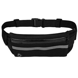 Accessotech Running Belt Unisex Sport Jogging Keys Mobile Money Bum Bag Waist Travel Pouch (Black)