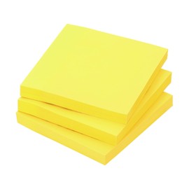 PATIKIL 3 x 3 Inch Fluorescent Sticky Notes, 3 Pack Colorful Self-Stick Note Pads 100 Sheets/Pad Memo Post for Home Office Business, Yellow