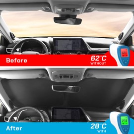 Bercicci Upgraded Windshield Sunshade for Honda Accord 2022 2021 2020 2019 2018 Foldable Accessories Folding Sun Shade Windshield Heat UV Rays Visor Protection
