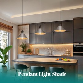 GIGGI Retro Nickel Silver Light Shade Ceiling, Cone Metal Lampshades for Ceiling Lights, Industrial Easy Fit Pendant Lamp Shades for Table Lamps, Living Room, Bedroom, Kitchen, Hallway, Home Décor