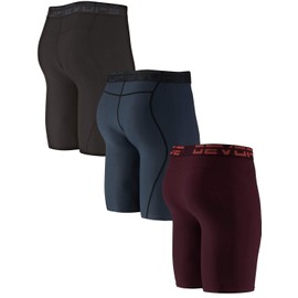 DEVOPS 3 o 5 unidades de pantalones cortos de compresión para hombre, pantalones cortos deportivos de elastano para entrenamiento atlético, correr, rendimiento, 2# (Básico) - Negro / Ladrillo /
