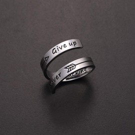 Inspirational Rings for Women Men, Kucheed Stainless Steel Engraved I am Enough Thumb Ring Jewelry, US Size 8-9 Spiral Wrap Twist Band, Personality Encouragement Finger Ring Birthday Gifts (A12)