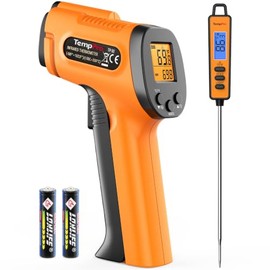 TempPro Termómetro infrarrojo, termómetro láser, termómetro láser de -58 a 1022 F, termómetro digital para carne con sonda extralarga (Anteriormente  