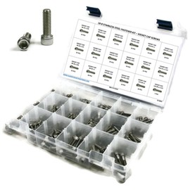 18-8 Stainless Steel Socket Head Cap Screw Assortment Kit Sizes #6-32 Through 1/4"-20-321 Pieces