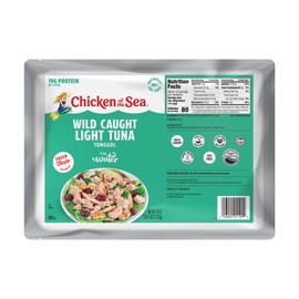 Chicken of the Sea Chunk Light Tonggol Tuna in Water, Wild Caught Tuna, Foodservice Size, 43 oz. Packet (Box of 6)