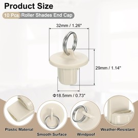 sourcing map 10Pcs Roller Shades End Cap Cover, Sun Shades End Cap with Stainless Steel Pull Ring, Roller Up Blinds Universal Replacement for Outdoor Indoor Roller Shutter, Beige