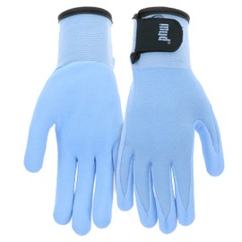 MUD Grip Women's Polyester Blend Shell and Water Resistant Sandy Nitrile Coated Palm Abrasion Resistant, Excellent Grip, Powder Blue, X-Small/Small (MD31021M-WXS) (MD31021PB-WXS)