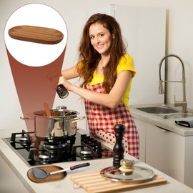 Ladle and Spoon Holder, Natural Retro Wood Spoon Rest Kitchen Spoon Rest for Countertop Cutlery Holder for Spatulas Spoons Tongs and More Cooking Utensil - Light Brown