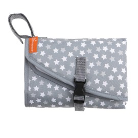 Dreambaby Portable Baby Changing Mat - Grey Stars New Born Baby Essential Travel Changing Mat Changing Mat for Holiday 2 x Zip Pockets Lightweight Foldable Changing Mat 61 x 42 cm