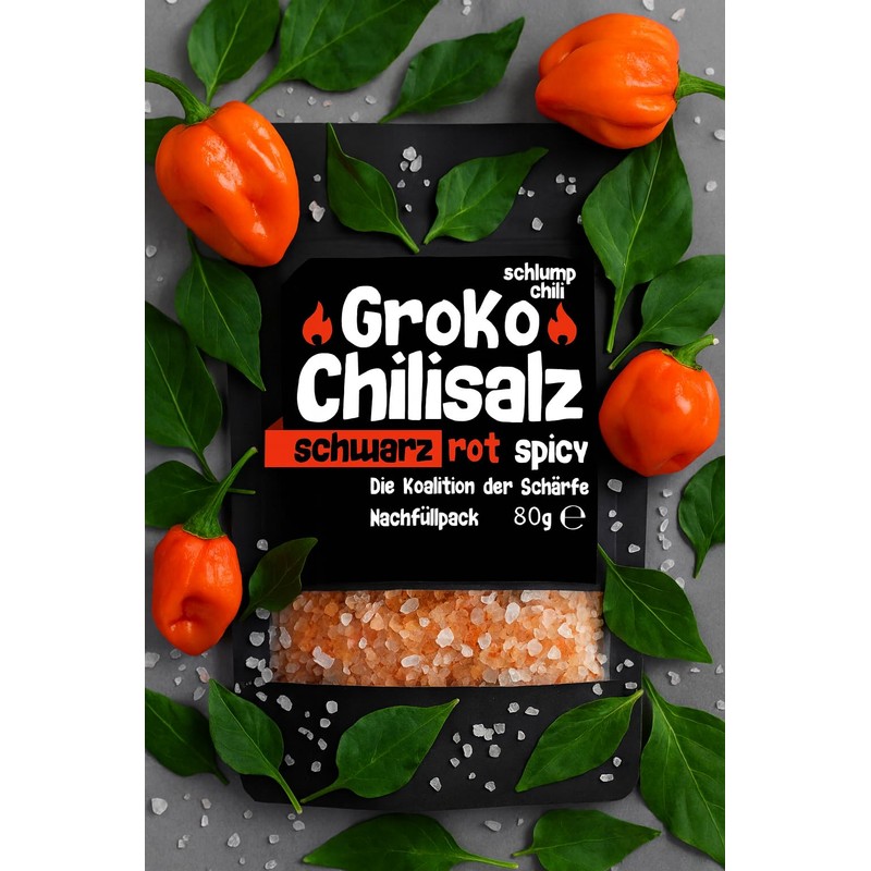 Schlump-Chili GroKoHabanero Chilli Salt Spice Salt Refill Set for Spice