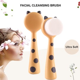 Face Brush Face Scrubber, Facial Cleansing Brush with Soft Bristles for Face Cleansing Wash Scrub, Face Cleanser Brush for Facial Exfoliating Massaging Skin Care (Yellow, One size)