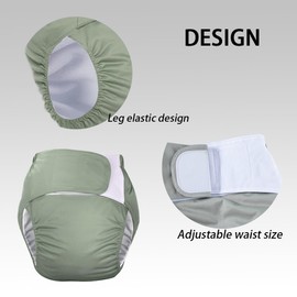 3 Pack Adult Cloth Diapers, Reusable Diaper Underwear, Washable, Elderly Care Protective Diaper, Adjustable Waist Circumference for Both Men and Women Purple