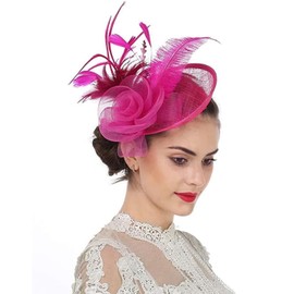 Women Feather Fascinator Hat Flower Pillbox Hat Wedding Bridal Headdress Headpieces Race Derby Ascot Hats Burlesque Flapper Hair Accessory For Costume Party Evening Cocktail Prom Hen Party Church