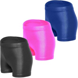 iLover - Pantalones cortos de gimnasia atléticos con purpurina para niñas, Negro/Azul/Rosa Rojo, 8-9 Años