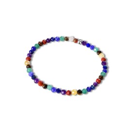 Candyfancy Gemstone Bracelet with 4 mm Silver 925 Pearls Genuine Natural Stone Bracelet Women's Natural Real Chakra Stones Bead Bracelet Length 18 cm