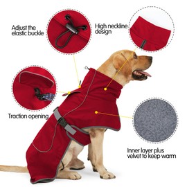 HEYWEAN Dog Jacket Waterproof Dog Coat Reflective Jacket for Cold Weather with Soft Fleece Lining Warm Coat for Dog Indoor & Outdoor Camping Hiking
