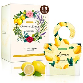 15 Packs Lemon Scented Sachets Bag for Drawers and Closets, Air Freshener for Home Fragrance Sachet, Long-Lasting Hanging Closet Deodorizer Smell Goods for House