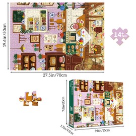 Chalzidar 1000 Piece Jigsaw Puzzles for Adults, Kitchen Puzzle with 1:1 HD Poster, Precise Interlocking, Letter Markings on Back, Dust-Free, Stress Relief & Ideal Family Game Gift