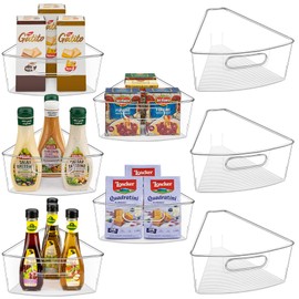 JEISSLIA Lazy Susan Cabinet Organizer Bins for 26"/ 28"/ 32" Diameter Corner Organizer, Plastic Cabinet Storage Bin, 1/8 Wedge - Food Safe, BPA Free, with Non-Slip Pads (for 26" Diameter, 8 Pack)