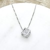 Cubic Zirconia Crystal Cube Pendant Necklace Sterling Silver