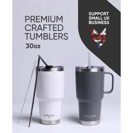 Product Armor 30oz Premium 304 Stainless Steel Tumbler with Handle and Straw (Gotham Grey)