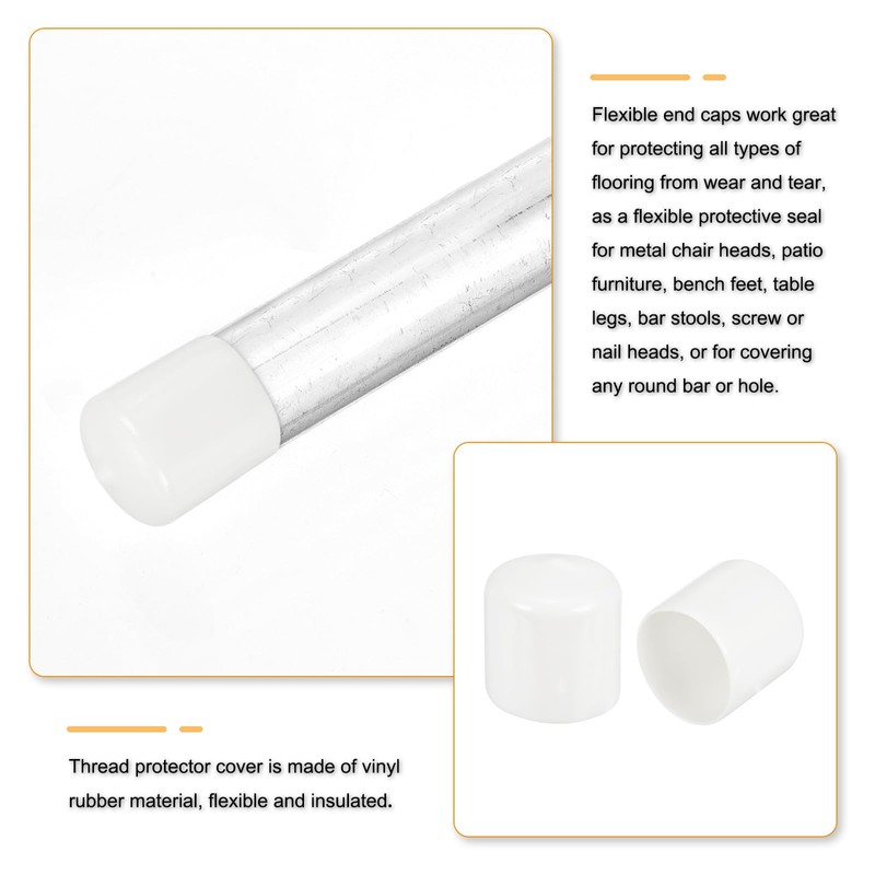uxcell 8pcs 41mm(1 5/8") Rubber End Caps, Round Vinyl Plug