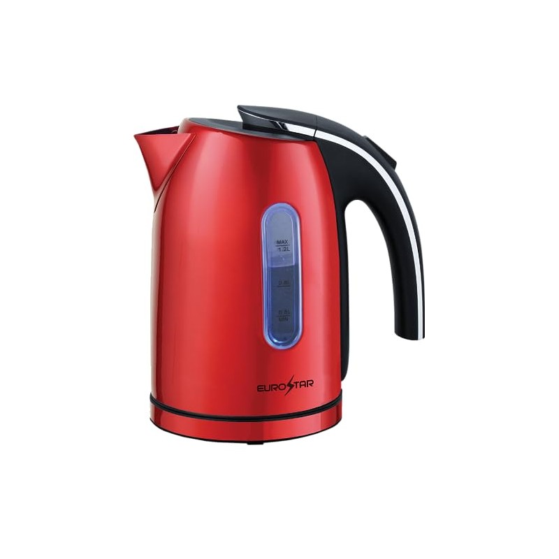 EUROSTAR EKS12RD 1.2L Stainless Steel Electric Kettle, Red