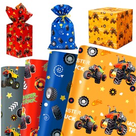 Monster Truck Wrapping Paper Racing Car Party Favors Gift Wrapping Papers