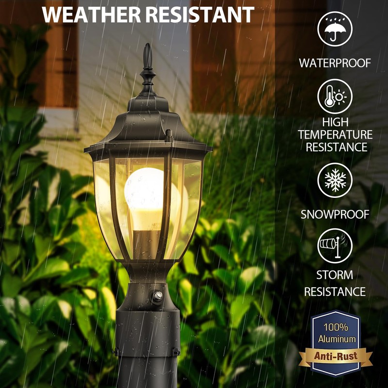 Lamomo Outdoor Post Lights, 2 Packs Dusk to Dawn Lamp