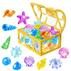 YEAMLTE Gemstones for Children, Diving Jewels for Children, 36 Ocean Colourful Diamonds with 1 Treasure Chest, Pool Diving Toy Children, Underwater Gemstone for Pool Parties, Beach Games, Treasure