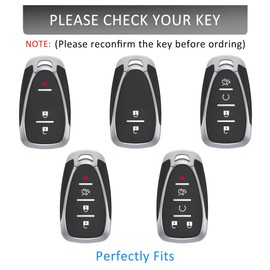 Qunzes Key Fob Cover with Heavy-duty Keychain for Chevy Camaro Cruze Malibu 2016-2021, Brown, Small