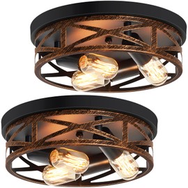 ZHU YAN Farmhouse Flush Mount Ceiling Light,3-Light Ceiling Light Fixture Hallway Ceiling Light Fixtures,Light Fixtures Ceiling Mount for Hallway Kitchen,Entryway,Hall (2 Pack)