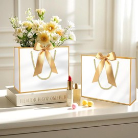 Black & Gold Birthday Gift Bag 3pcs - 12.6 x 4.3 x 10.6 Inches Large Party Favor Bag with Handles for Shopping Party Wedding Baby Shower Holiday Presents