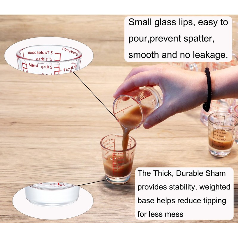 Ackers Mini Measure Heavy Glass, 32-Incremental Measurements Multi-Purpose Liquid and