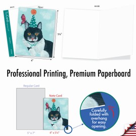 The Best Card Company Butterfly Cats - 20 Assorted Boxed All Occasions Note Cards with Envelopes (4 x 5.12 Inch) - Kitties in Fun Headwear AM7375OCB-B2x10