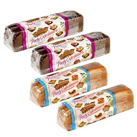 S. Rosens Cocktail Rye Bread, Case of 4 Loaves, 2 each of Caraway and Pumpernickel, 12 oz each loaf