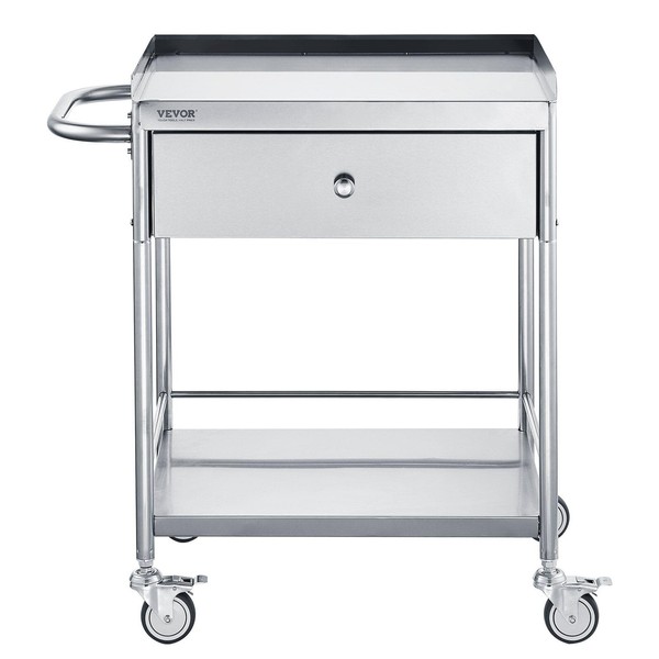 Medical Cart, 2-Layer Stainless Steel Cart 220 lbs Weight Capacity,