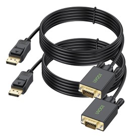 UVOOI DisplayPort to VGA Cable 10 Feet 2-Pack, Gold Plated Display Port DP to VGA Monitor Cable Adapter 10ft Male to Male
